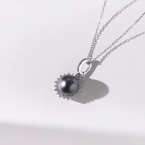 Tahitian Pearl Zirconia Sunflower Necklace